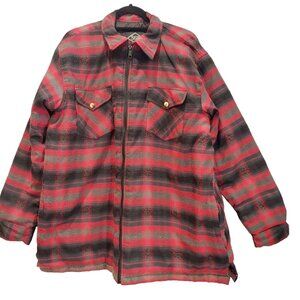 SGR Mens XL Red Black Plaid Flannel Quilted Shacket Outdoor Gorpcore Grandpacore